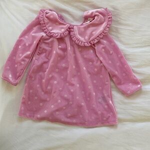 H&M Pink Polka Dot Ruffle Collar Dress